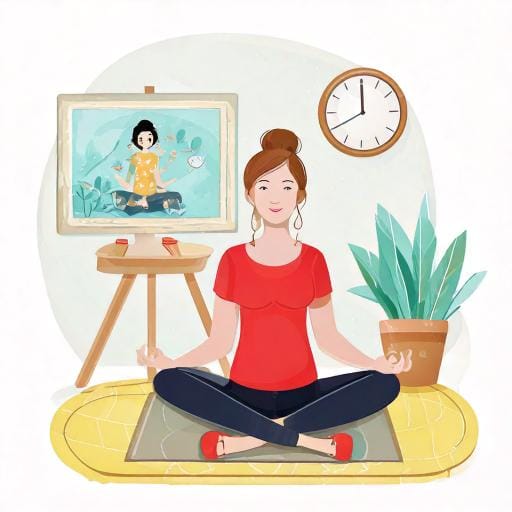 Firefly Ein Mensch der meditierend vor dem Bildschirm sitzt und Video mit geführter Meditation ansch